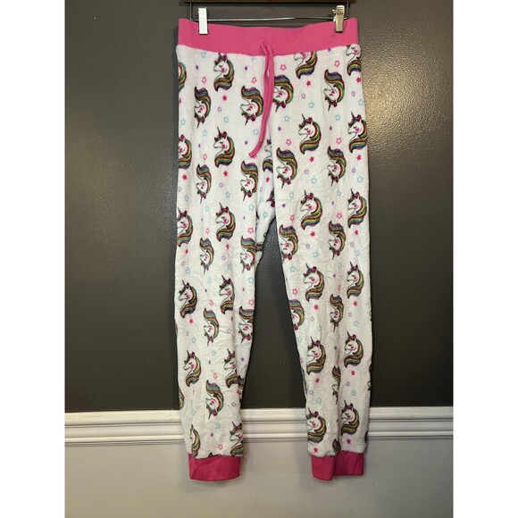 Unicorn Pajama Pants Womens XL Rainbow Fleece Lounge Sleep Drawstring Plush - Picture 2 of 8